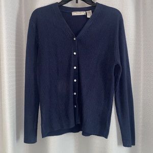 Carolyn Taylor navy blue cardigan. Size medium.